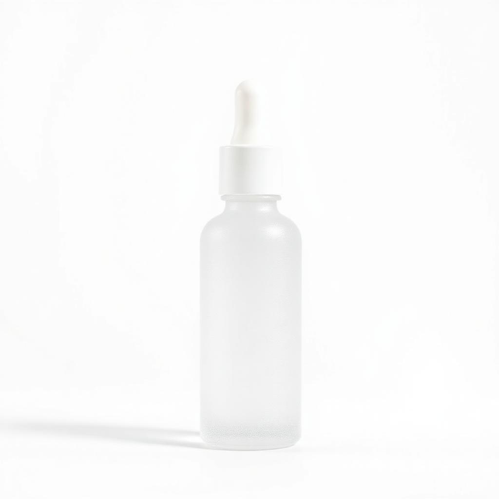 Same skincare serum bottle on a pure white background with soft, even lighting.