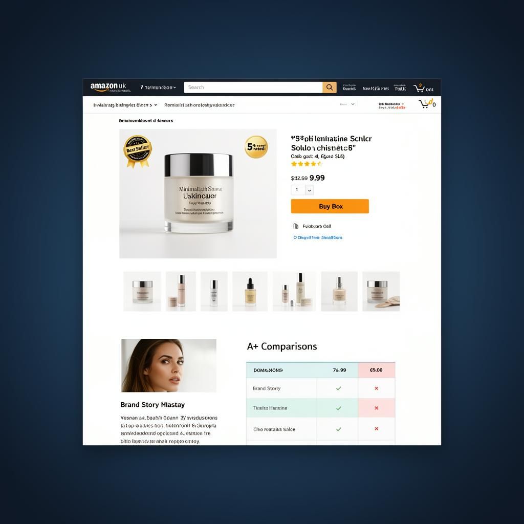 Optimised Amazon UK product listing with A+ Content modules and Buy Box